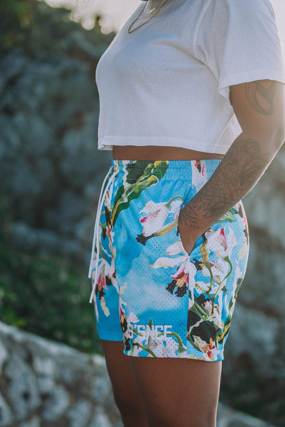 Unisex " Banana Orchid" Mesh Shorts