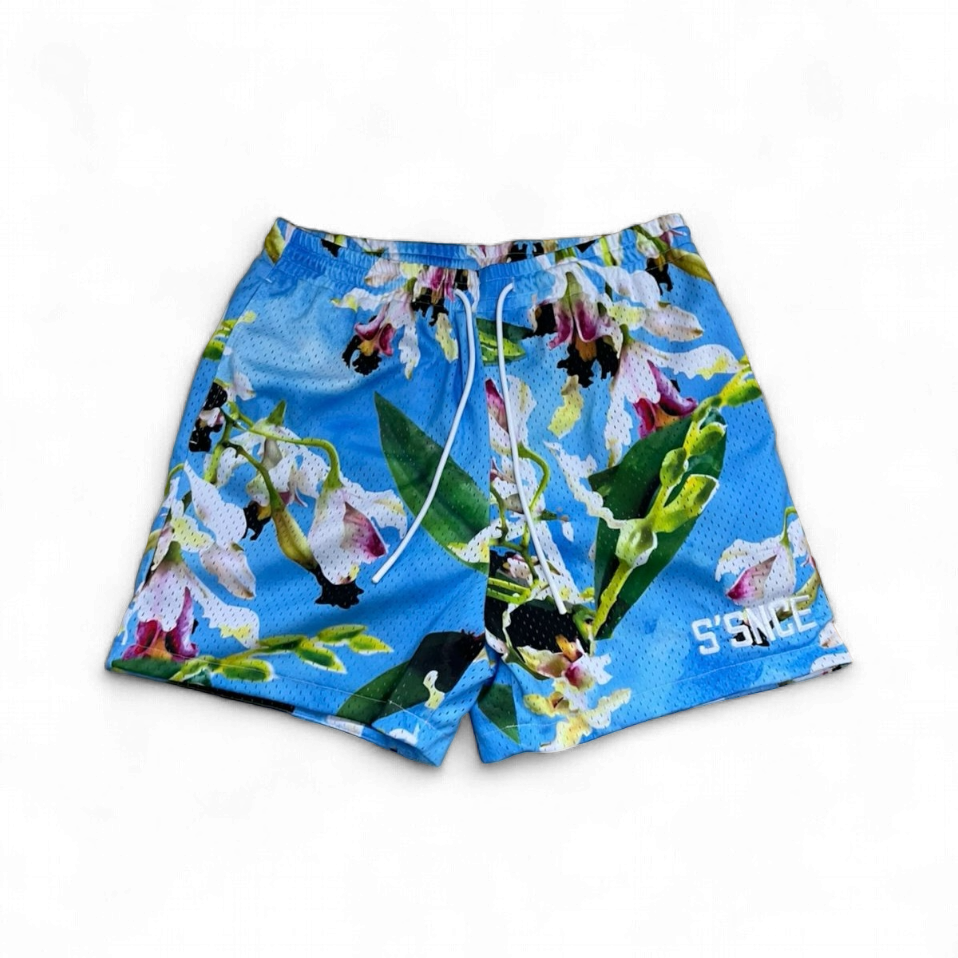Unisex " Banana Orchid" Mesh Shorts